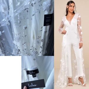 Lulu's immaculate White Floral Sheer Jumpsuit